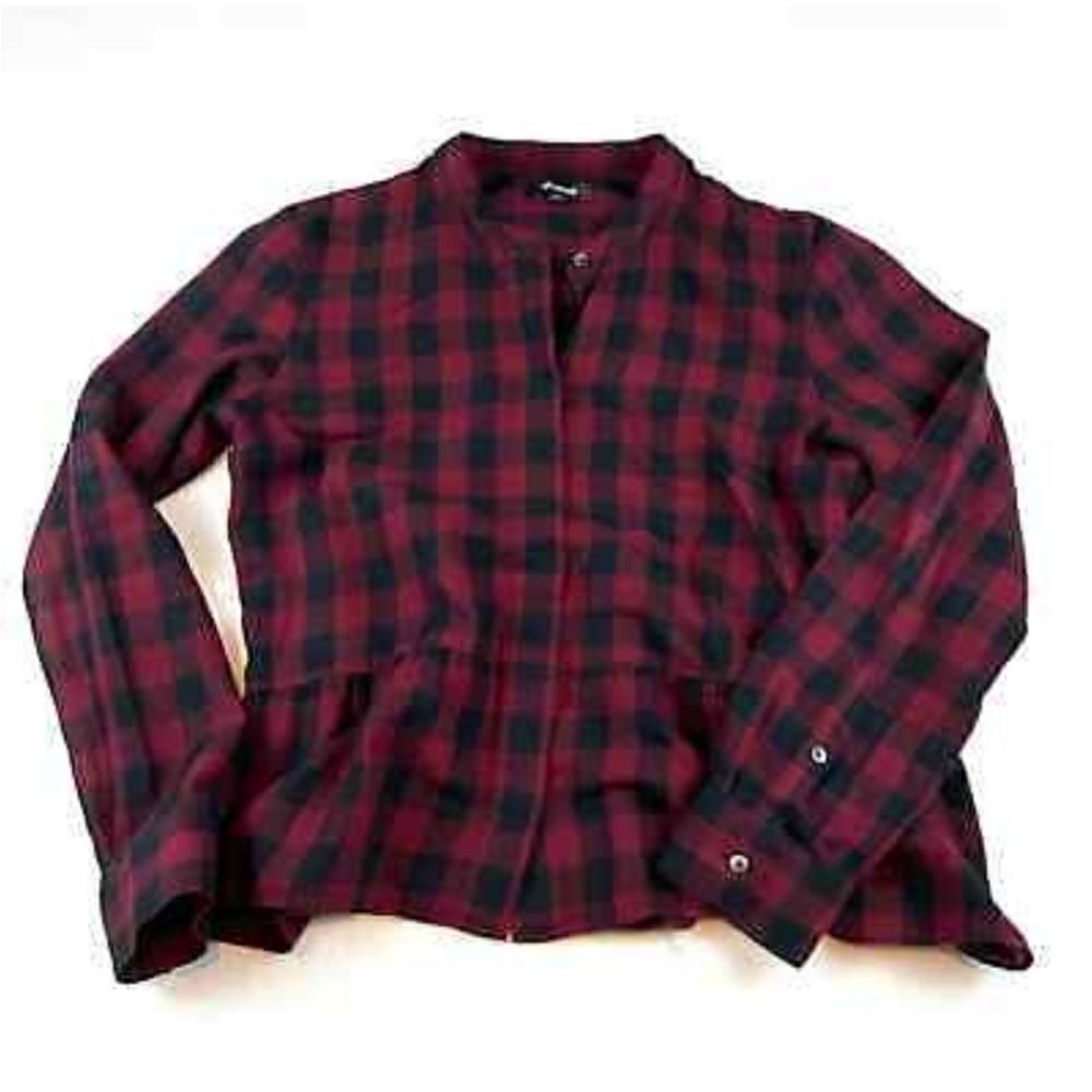 Madewell Peplum Checked Cotton Linen Button Down Shirt - Picture 9 of 13